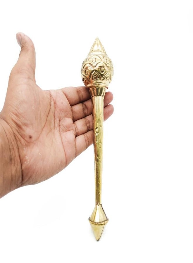 TORPPEZA Pure Brass Hanuman Ji Ki Gada Idol for Mandir/Temple | Jai Shree Ram Hanuman Ji Gada for Pooja, Positive Vibes (Size: 18.5cm | Weight: 45gm) - Image 3